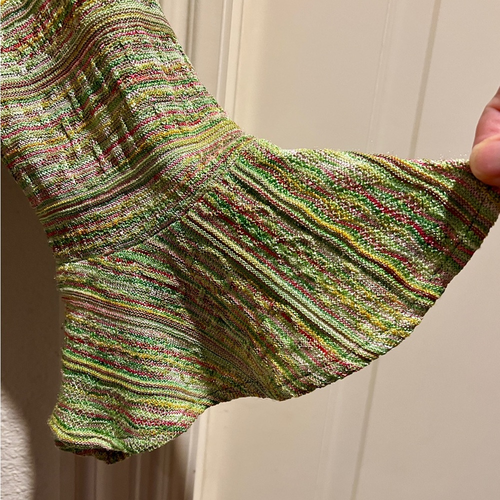 Boho Green Pink Bell Sleeve Women's Blouse - Picture 3 of 14